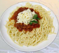 Spaghetti with tomato and sulguni