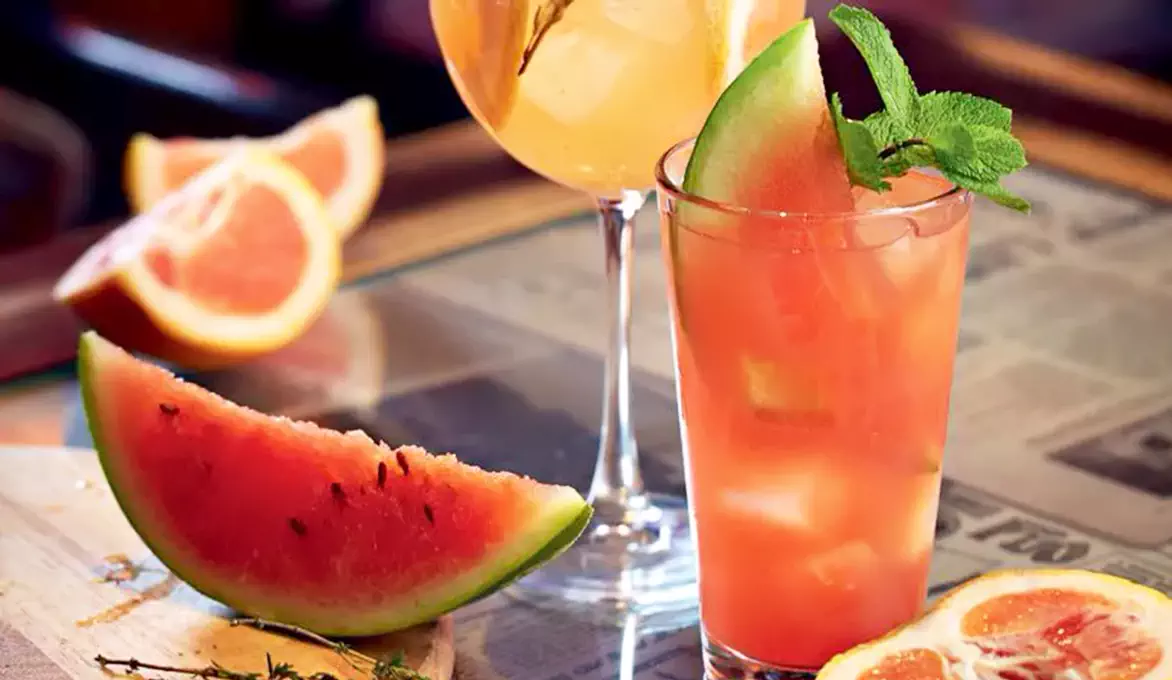 Soft drinks in fish restaurant in Batumi Blue Wave