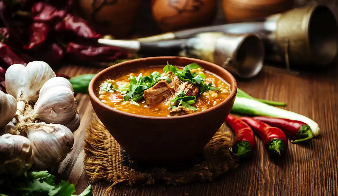 Soups in fish restaurant in Batumi Blue Wave