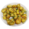 Fried young potatoes in Batumi in Blue Wave