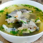 Fish soup in fish reastaurant Blue Wave